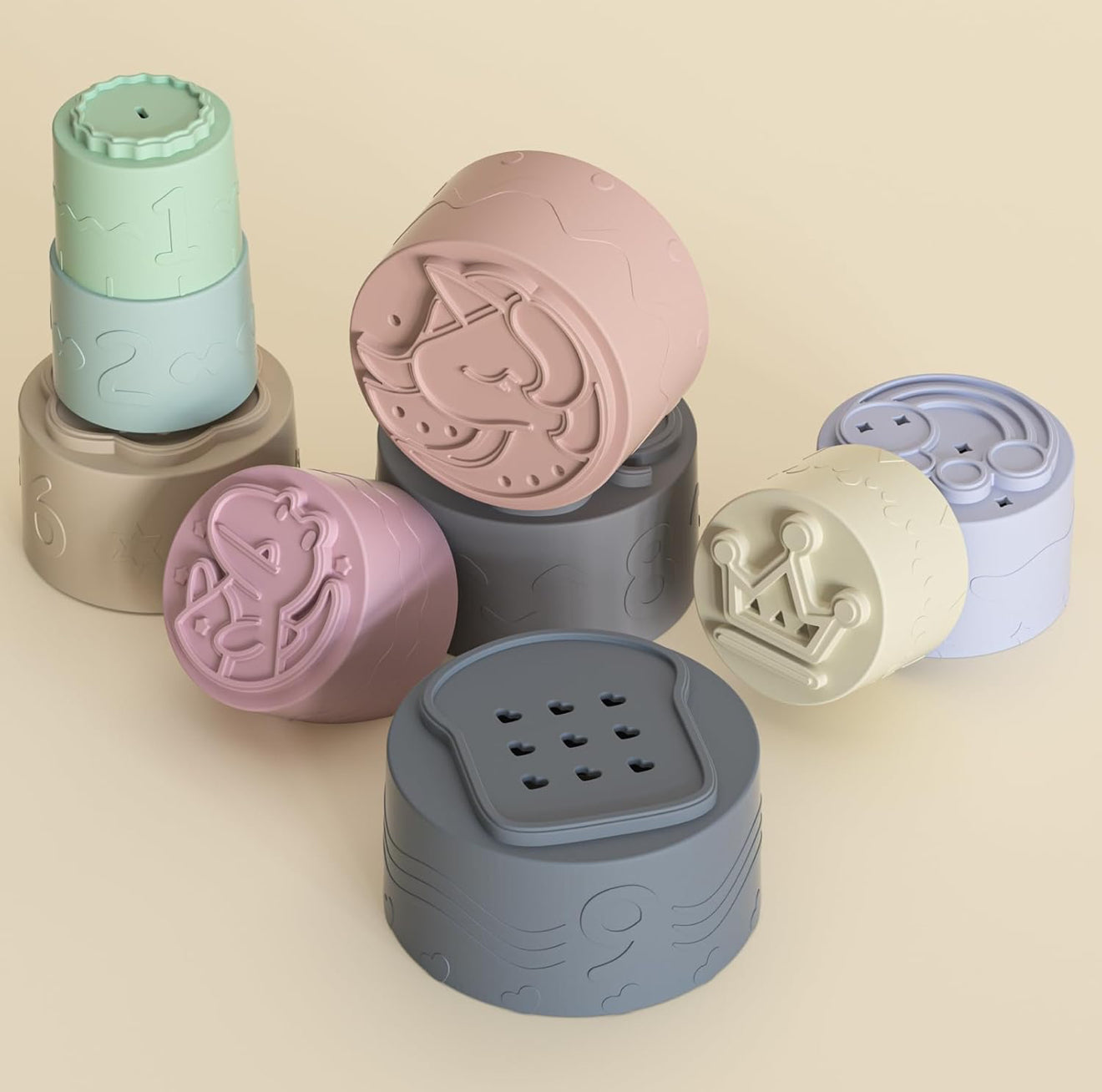 Lot de 9 tasses empilables
