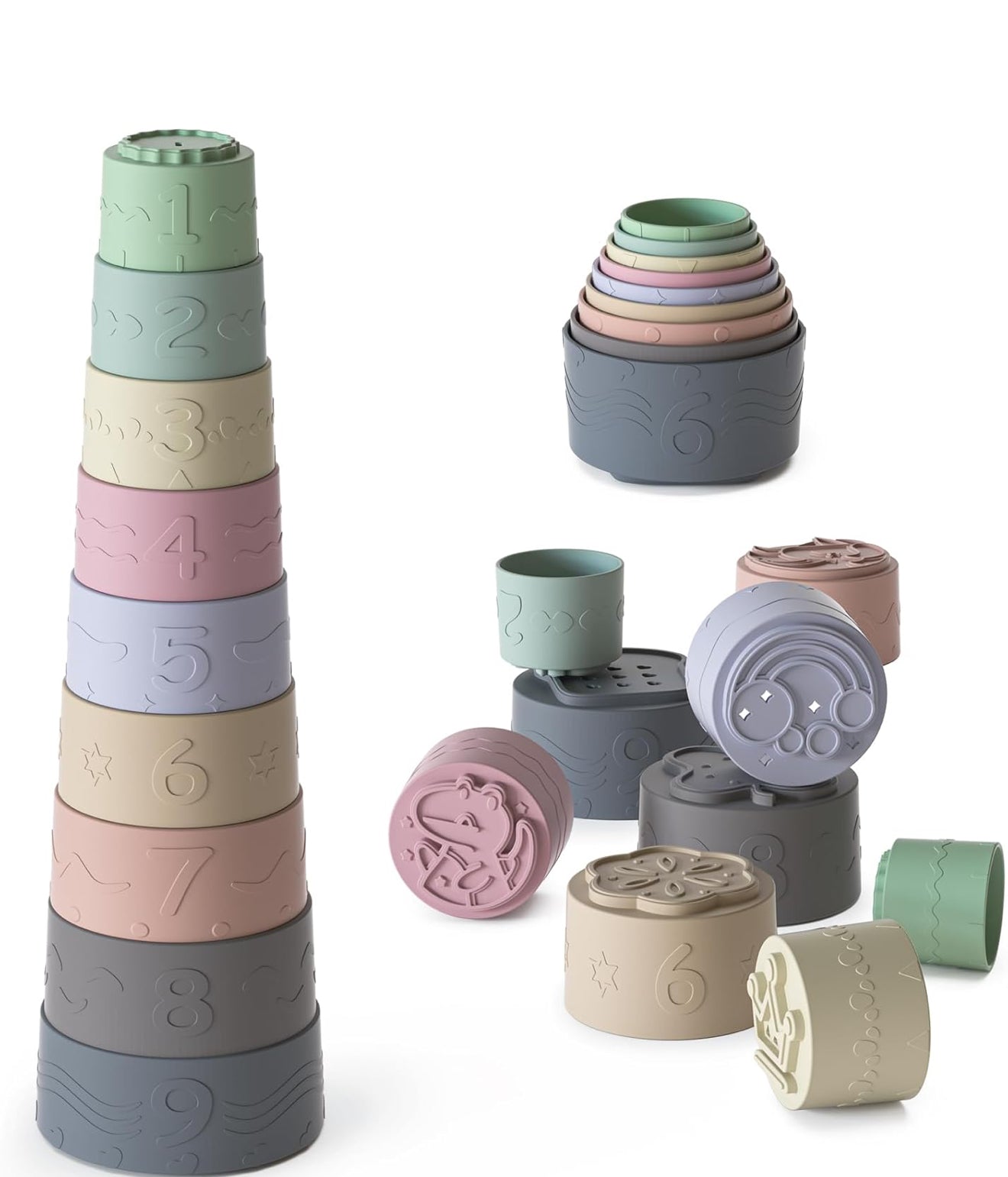 Lot de 9 tasses empilables